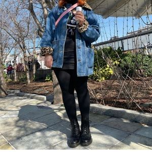 1980’s denim cheetah faux fur lined jacket